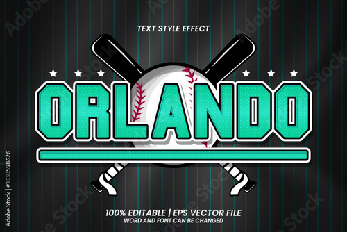 Editable text effect - Orlando Baseball Simple style