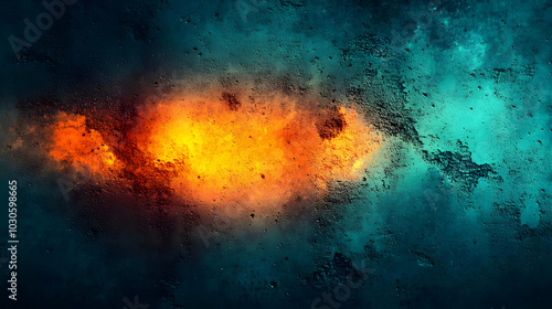 Abstract Grunge Background with Orange and Teal Color Gradient