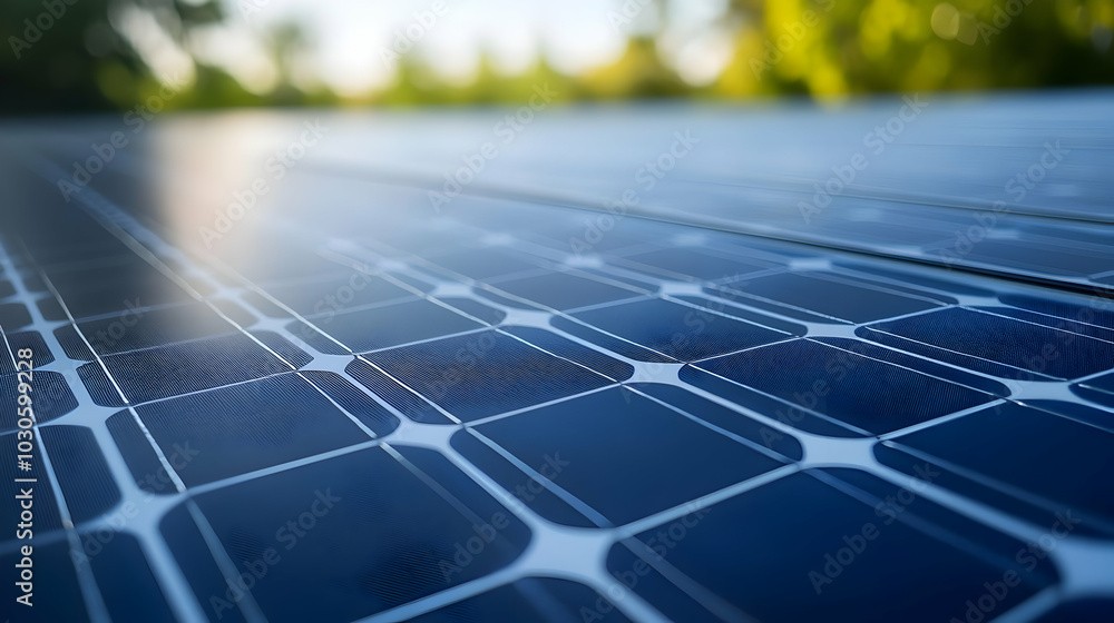 Close-up of a Solar Panel with Blurred Green Background Close-up of a Solar Panel with Blurred Green Background