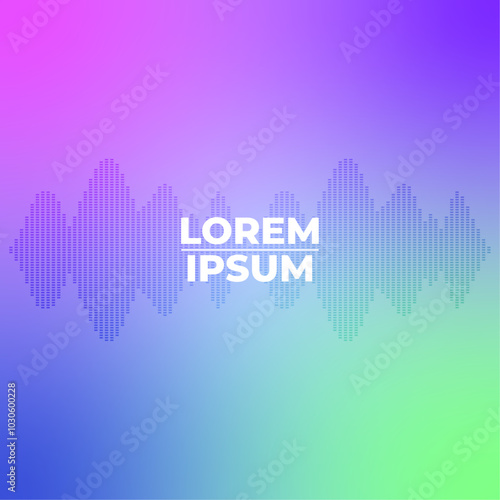 Colorful abstract gradient background with radiation music equalizer sound wave