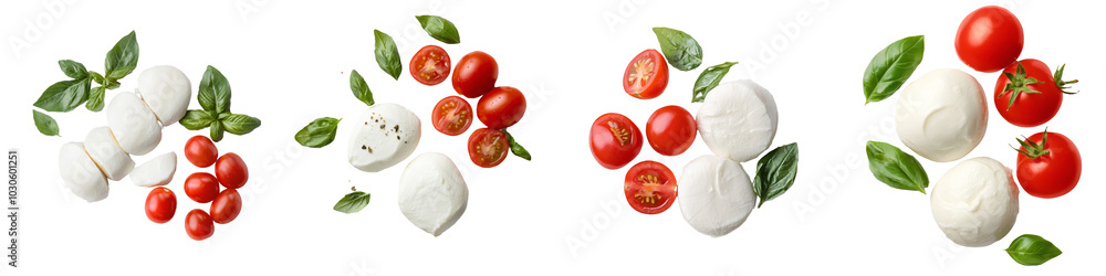 An isolated top view of mozzarella cheese on a transparent background
