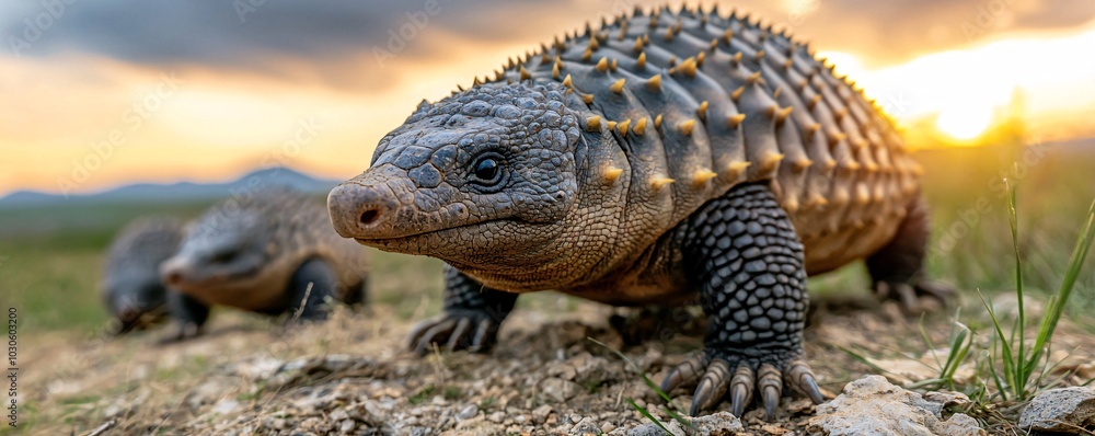 Australian Shingleback Lizard in the wild. Australian Shingleback Lizard in the wild.