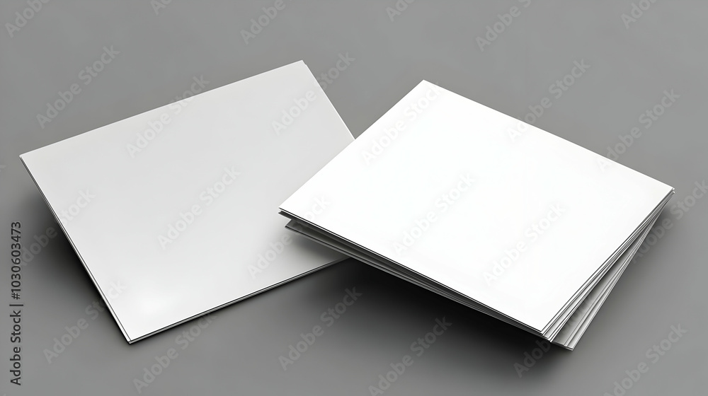 Blank White Papers Mockup with a Gray Background Blank White Papers Mockup with a Gray Background