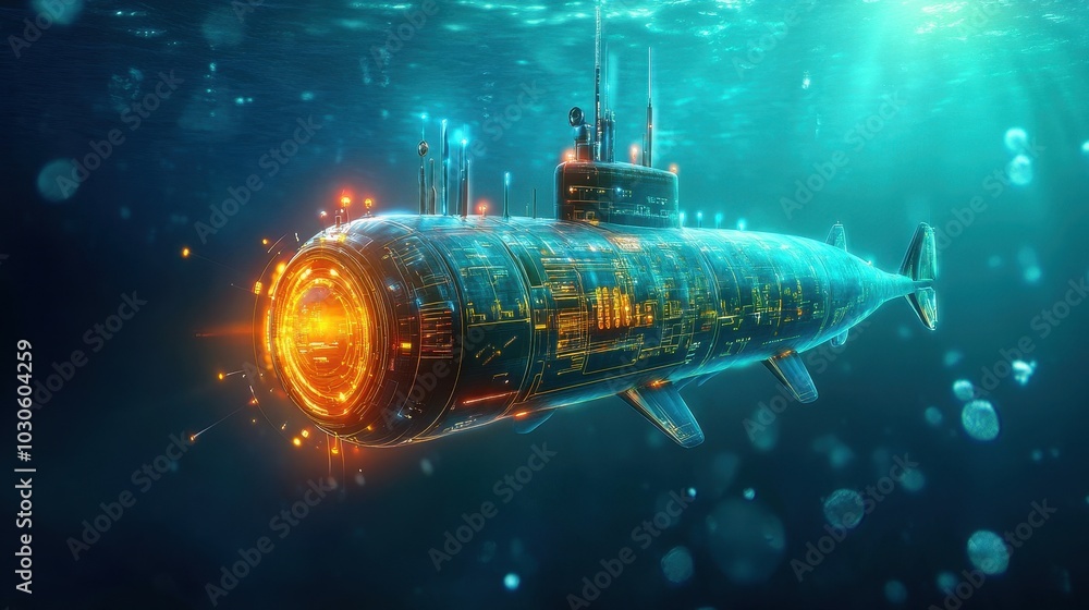 Advanced submarine technology, holographic sonar system, deep ocean mission Advanced submarine technology, holographic sonar system, deep ocean mission