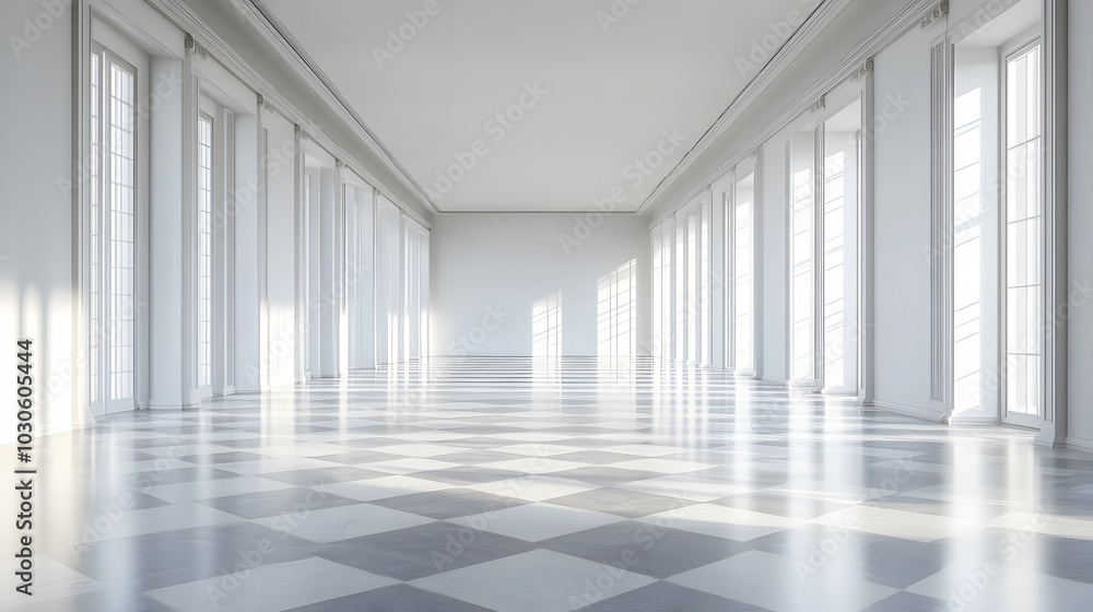 114. An empty gallery space with minimalist decor 114. An empty gallery space with minimalist decor