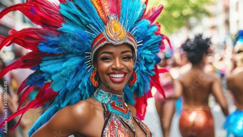 Colorful carnival performer in parade