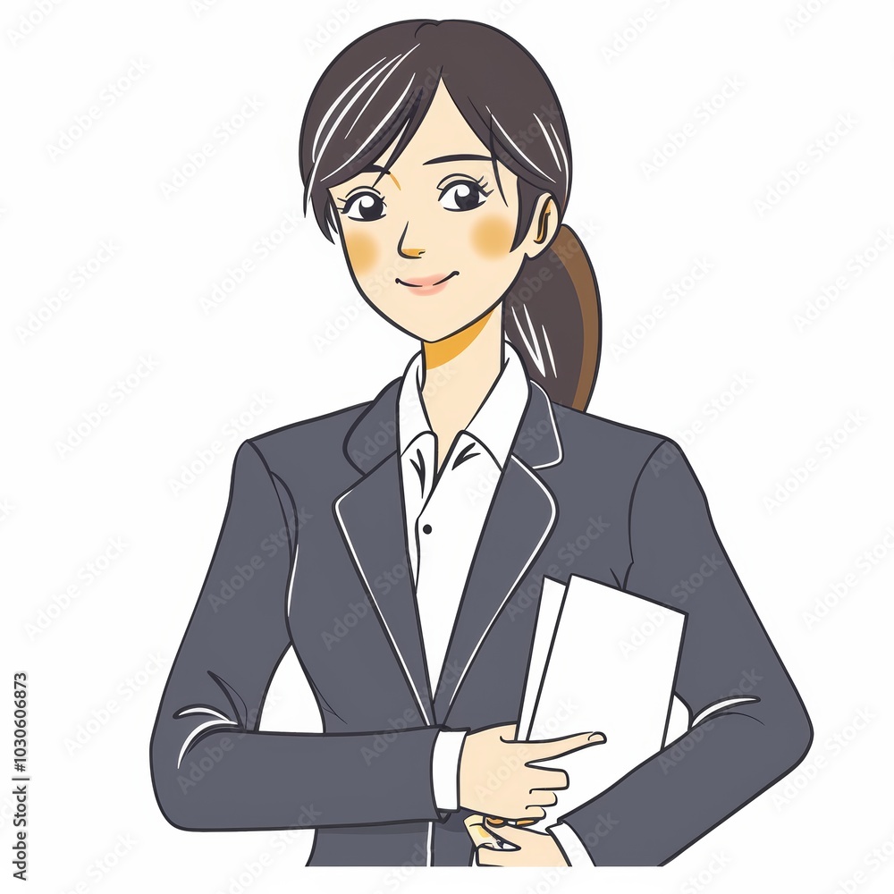 Confident Businesswoman in a Suit, White Background Generative AI Confident Businesswoman in a Suit, White Background Generative AI