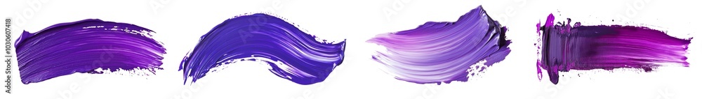 An isolated hand painted purple paint brush stroke on a white background An isolated hand painted purple paint brush stroke on a white background