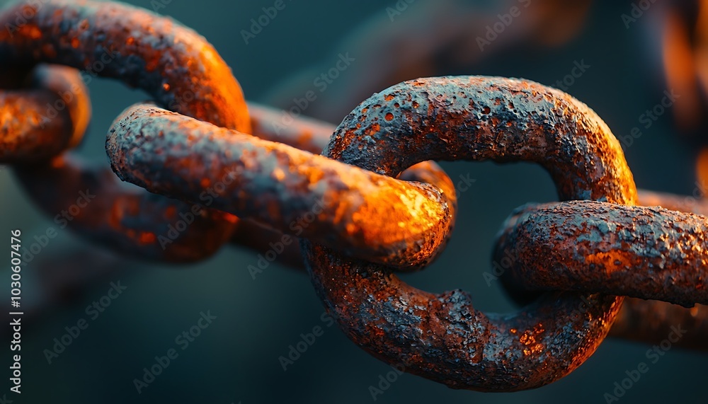 Detailed rusty chain link with orange accents, highlighting the blend of tradition and innovation. Detailed rusty chain link with orange accents, highlighting the blend of tradition and innovation.