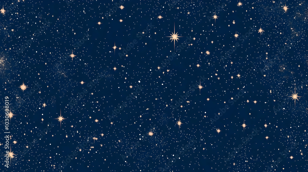 Obraz premium Night Sky Illustration with Twinkling Stars and a Deep Blue Background