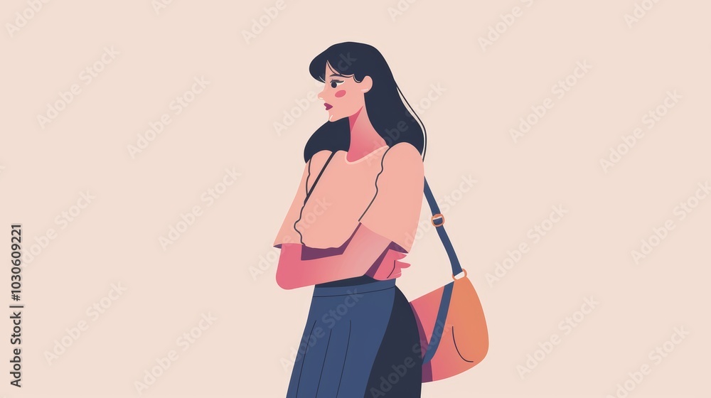 Fashionable Woman with Purse Standing in Style, Urban Lifestyle Concept Generative AI Fashionable Woman with Purse Standing in Style, Urban Lifestyle Concept Generative AI