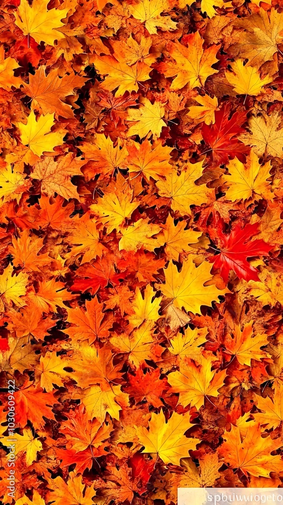 A close-up view of vibrant autumn leaves in various shades of red, orange, and yellow. A close-up view of vibrant autumn leaves in various shades of red, orange, and yellow.