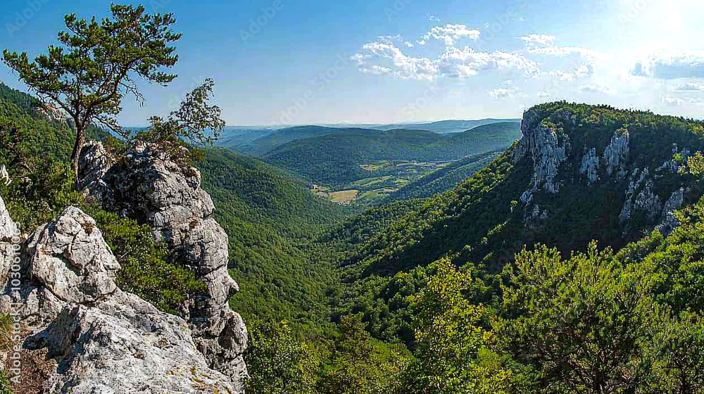 Scenic mountain landscape with lush greenery. Scenic mountain landscape with lush greenery.