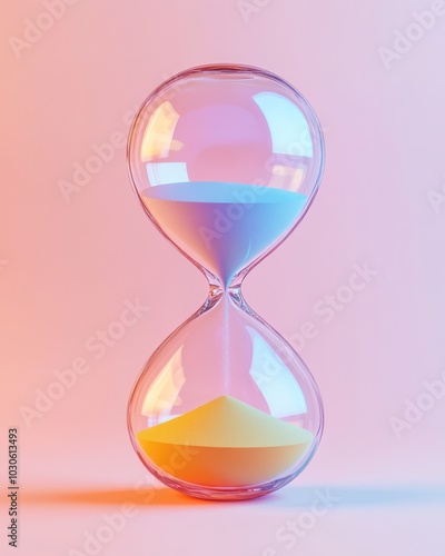 A simple hourglass with pastel sand flowing slowly, symbolizing the power of patience and time