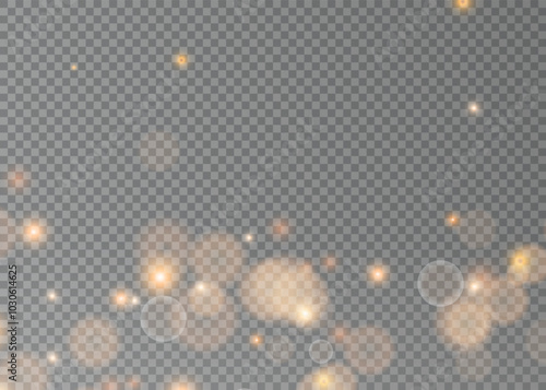 Christmas background. Powder PNG. Magic shining gold dust. Fine, shiny dust bokeh particles fall off slightly. Fantastic shimmer effect.	