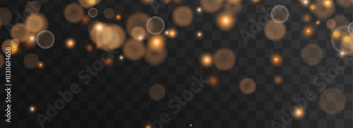 Christmas background. Powder PNG. Magic shining gold dust. Fine, shiny dust bokeh particles fall off slightly. Fantastic shimmer effect.	
