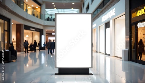 Mock up and blank white screen billboard in the modern mall, Blank monitor in shopping mall, Big Blank billboard with copy space for your text message or content. created with generative ai