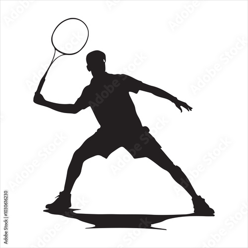 Power Smash Badminton Player in Action , black colour vactor 