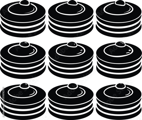 Stack of Pancakes Black and White Vector Illustration | Breakfast Food Clipart | Simple Graphic Design | Pancake Stack Icon