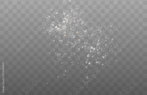 White png dust light. Christmas background of shining dust Christmas glowing light bokeh confetti and spark overlay texture for your design.	
