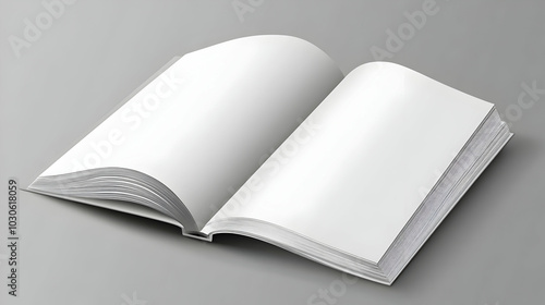 Blank Book Mockup with Pages Open and Spreads Lying on a Gray Background