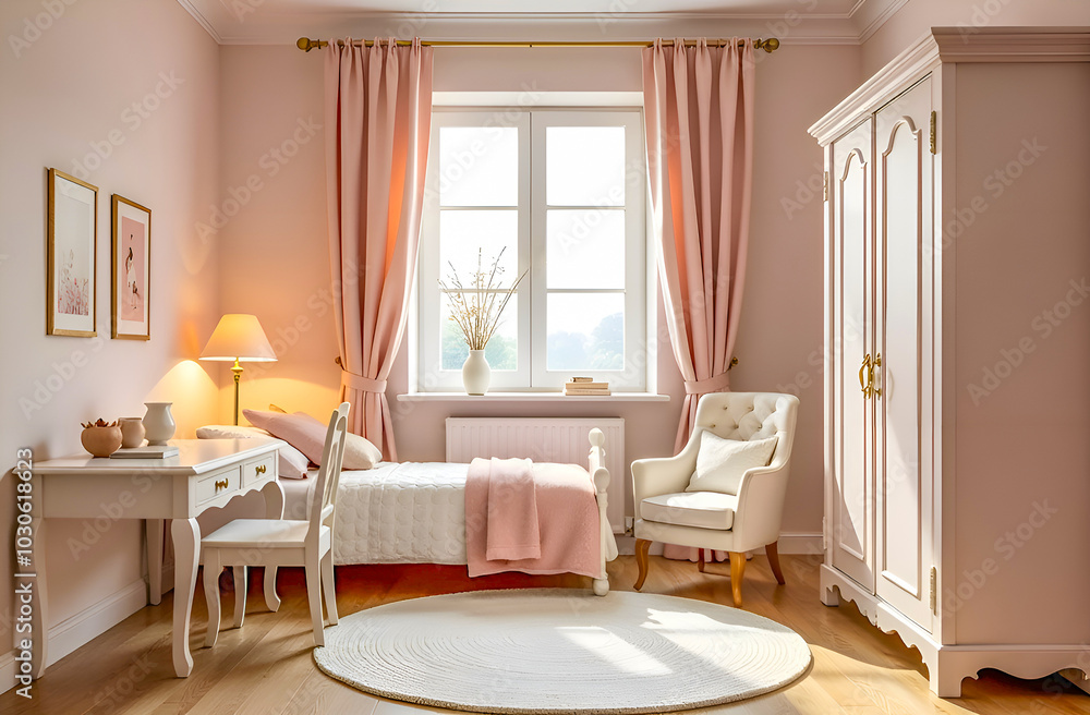 Fototapeta premium the interior of a children's room for a girl in an Italian classic style