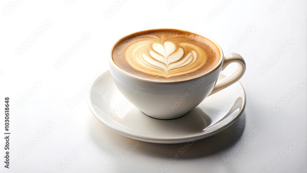 Naklejka premium Hot latte coffee cup on white background
