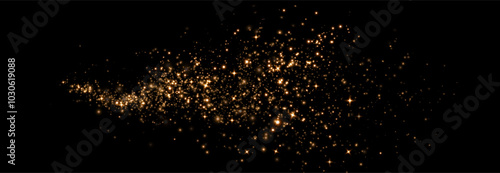 Christmas background. Powder dust light PNG. Magic shining gold dust. Fine, shiny dust bokeh particles fall off slightly. Fantastic shimmer effect. Vector illustrator.	
