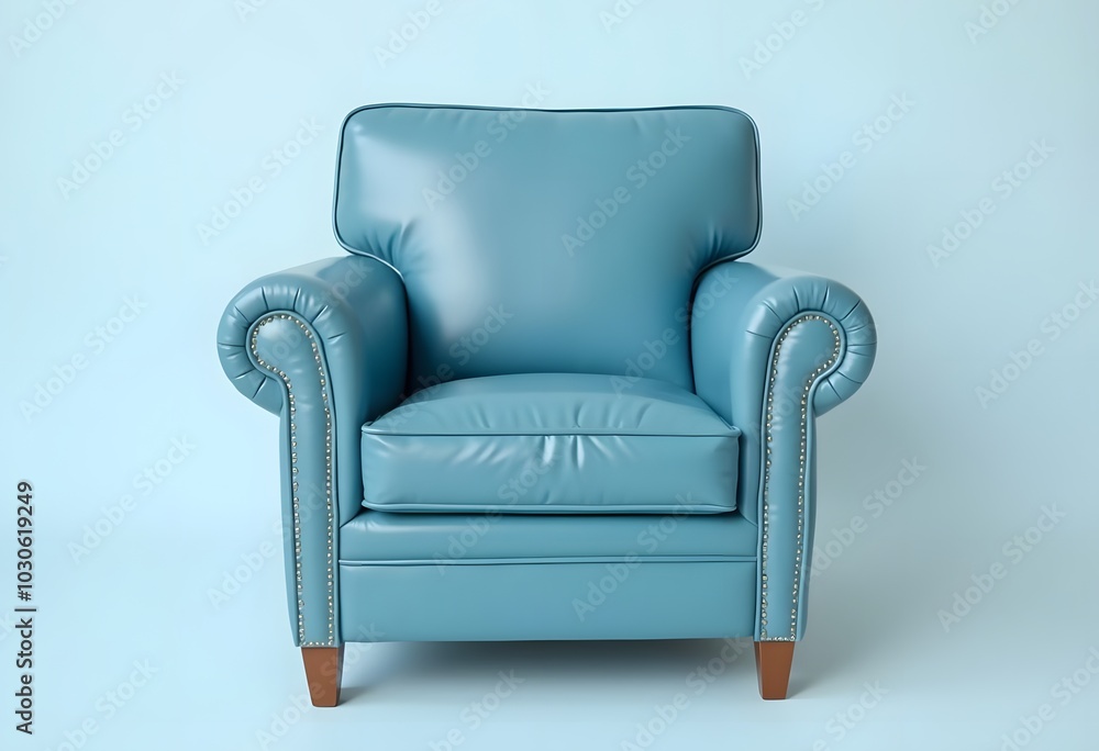 Blue chair against the blue wall. Interior
Blue chair against the blue wall. Interior