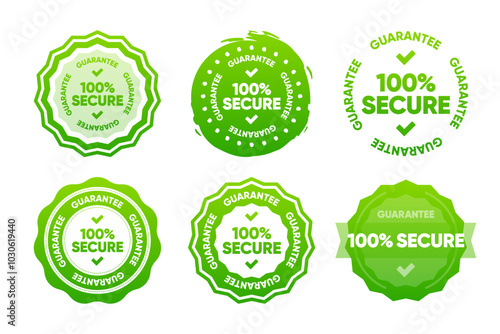 100 percent Secure Guarantee stamps. Badge or stamp for commerce website. Vector illustration.