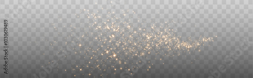Christmas background. Powder dust light PNG. Magic shining gold dust. Fine, shiny dust bokeh particles fall off slightly. Fantastic shimmer effect. Vector illustrator.	
