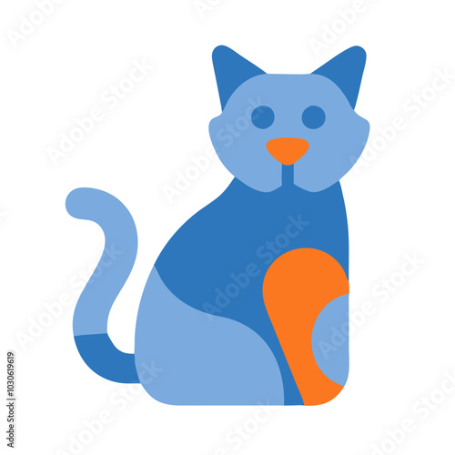 Colorful cat icon, playful mood, digital design, minimalistic style