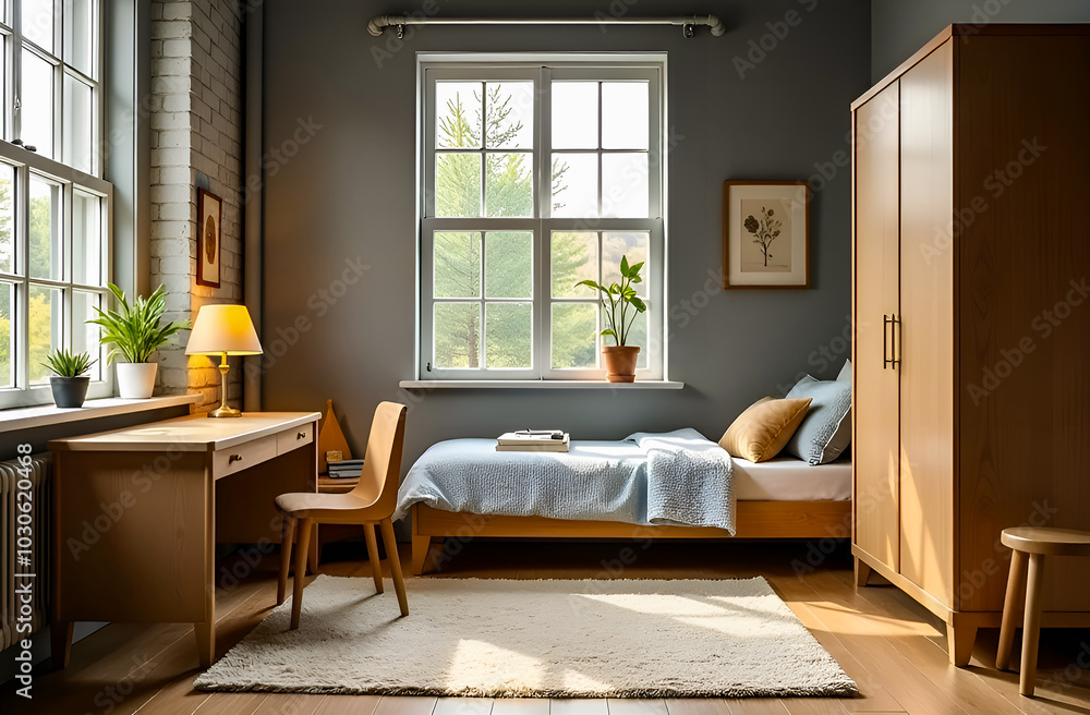 Fototapeta premium children's room interior in vintage industrial style