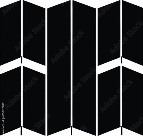 Black and White Abstract Geometric Pattern: Modern Minimalist Design with Folding Screen Motif for Wallpaper, Backgrounds, and Graphic Elements