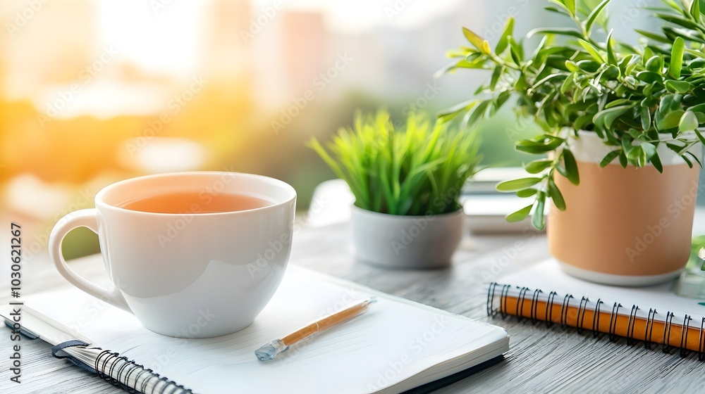 Warm cup of tea and journal on a wooden table symbolizing the small mindful practices that support emotional health and mental wellness routines Side view focuses on the tranquil Warm cup of tea and journal on a wooden table symbolizing the small mindful practices that support emotional health and mental wellness routines Side view focuses on the tranquil