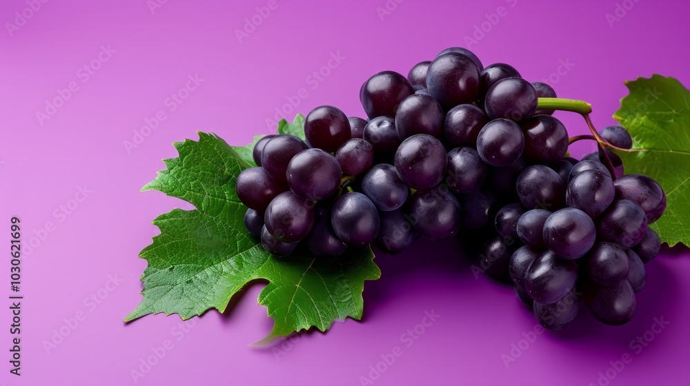 Fototapeta premium Vibrant Black Wine Grape and Kyoho Grape: Exquisite Isolation on a Purple Canvas ( Aspect Ratio)