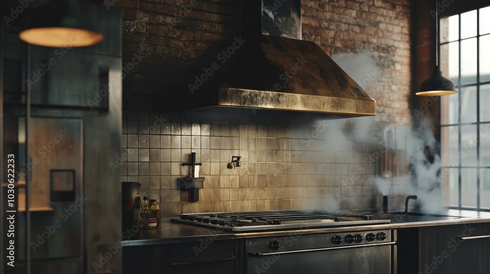 smoke extractor hood in an industrial kitchen smoke extractor hood in an industrial kitchen