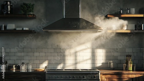smoke extractor hood in an industrial kitchen
