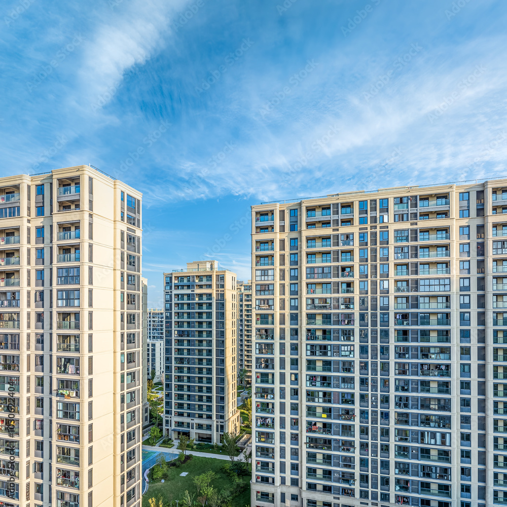Naklejka premium Aerial shot of high-rise building landscape in modern city