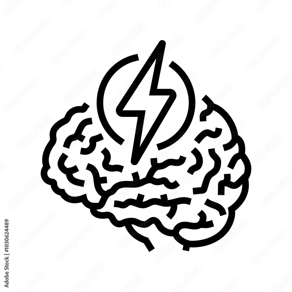 lightning bolt brainstorm line icon vector. lightning bolt brainstorm sign. isolated contour symbol black illustration