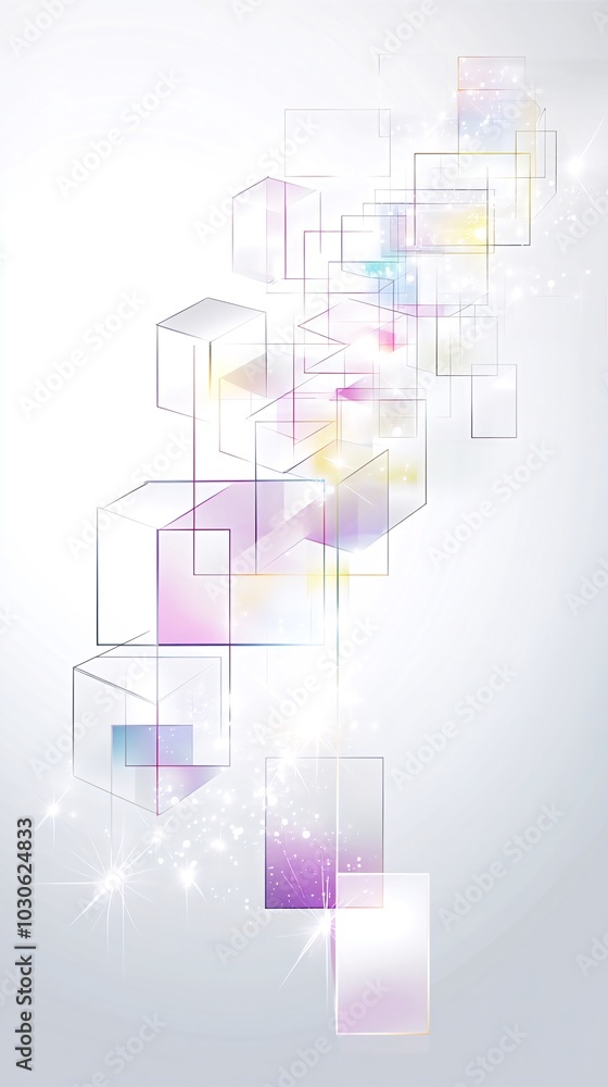 Fototapeta premium Abstract background with colorful geometric shapes and a sparkling effect.