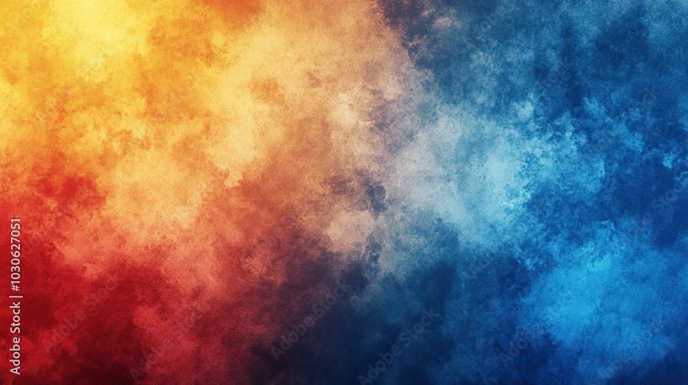 Obraz premium Transform your project with a striking grainy gradient background that seamlessly blends blue red and yellow hues into an abstract design