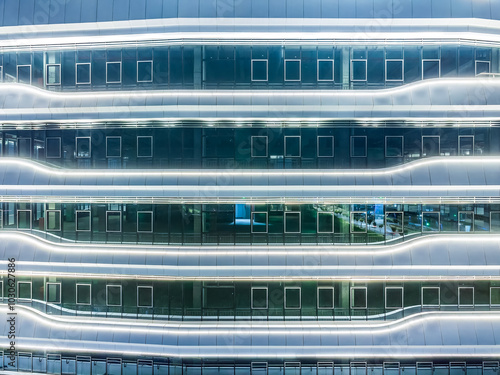 Photography Office building windows exterior in modern city at night
