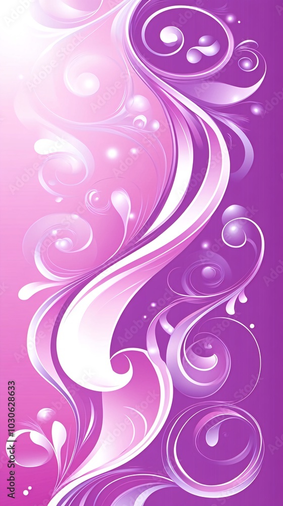 Abstract pink and white floral design with swirling patterns and bubbles. Abstract pink and white floral design with swirling patterns and bubbles.