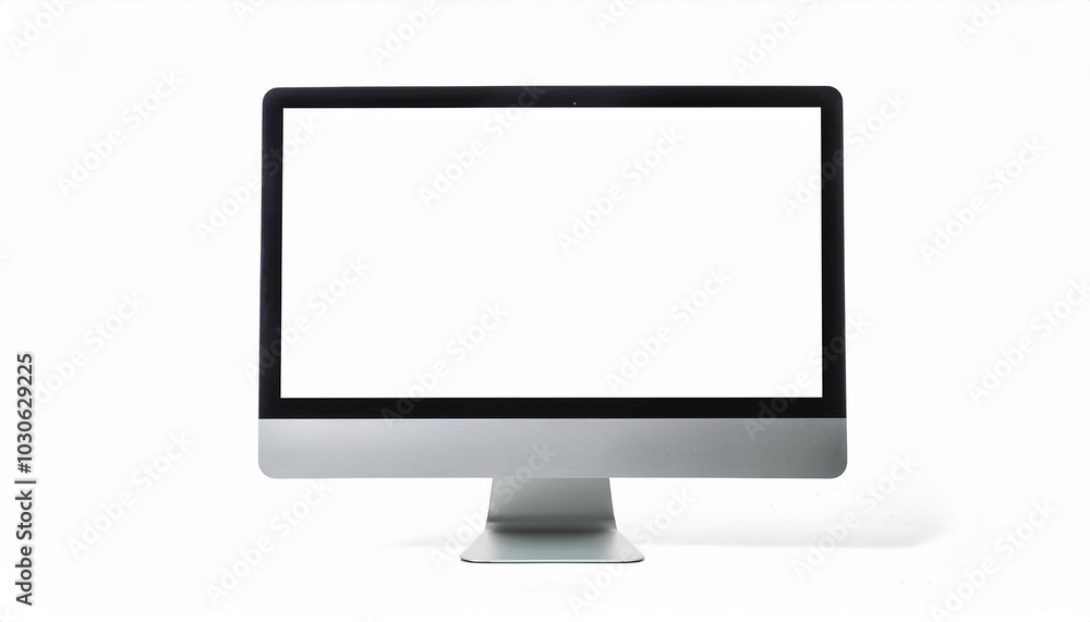 Computer monitor with blank screen isolated on white backdrop. Mock-up. Close-up. Computer monitor with blank screen isolated on white backdrop. Mock-up. Close-up.