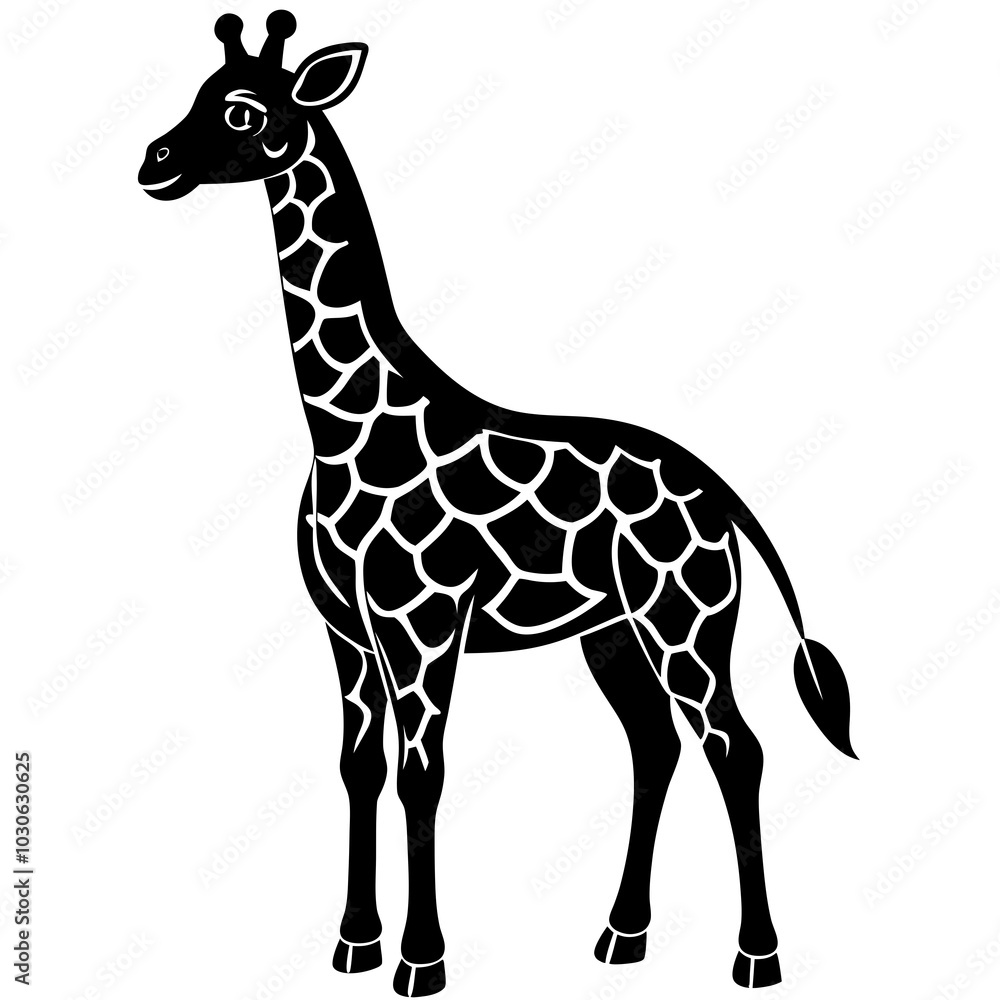 Obraz premium cute Giraffe vector silhouette on white background