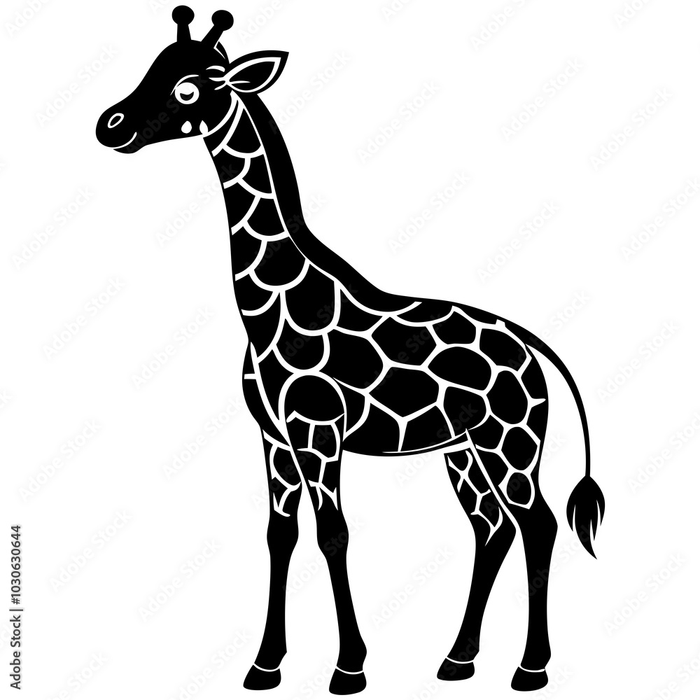 Obraz premium cute Giraffe vector silhouette on white background