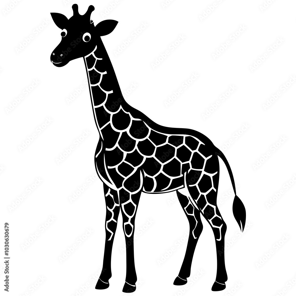 Obraz premium cute Giraffe vector silhouette on white background