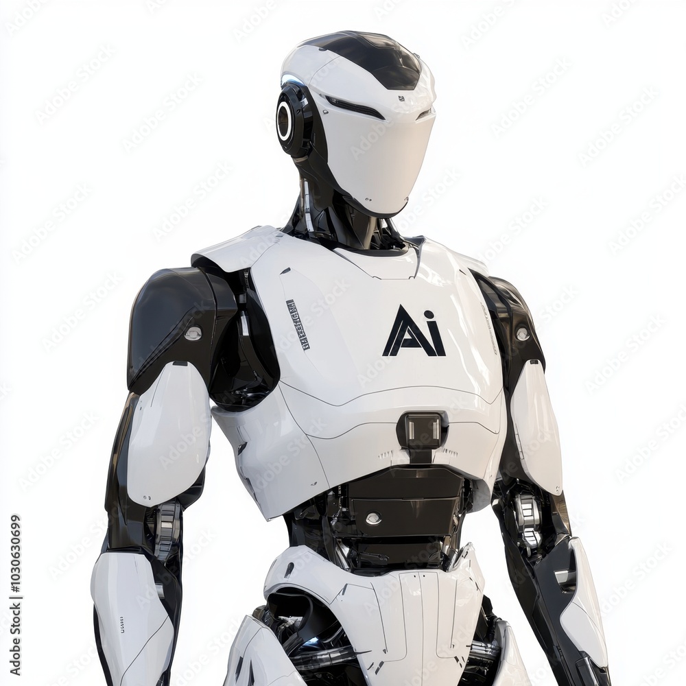 AI Humanoid in Minimalistic White Environment AI Humanoid in Minimalistic White Environment