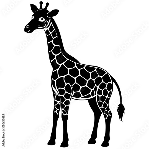 cute Giraffe vector silhouette on white background